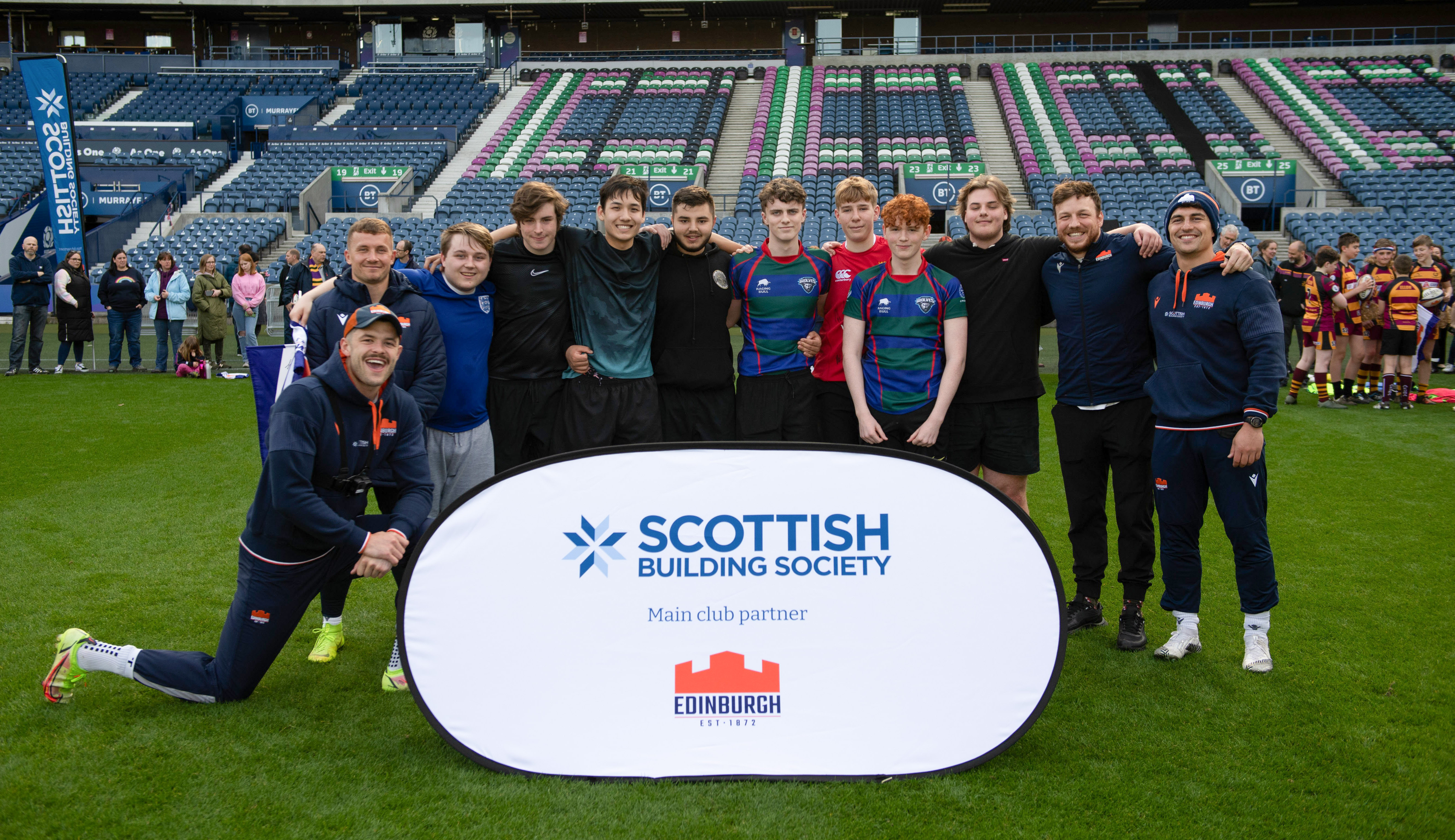 Background image: Junior Sides Train With Edinburgh Rugby Star Hamish Watson at BT Murrayfield